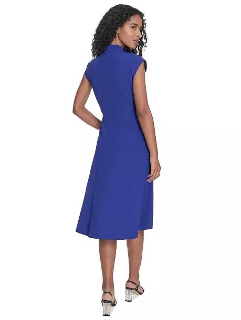 Calvin Klein NWT Royal Blue Faux Wrap A-Line Midi Dress Size 14 - Picture 5 of 8